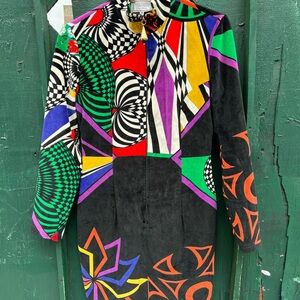 Versace Multicolor Geometric Trench Coat
